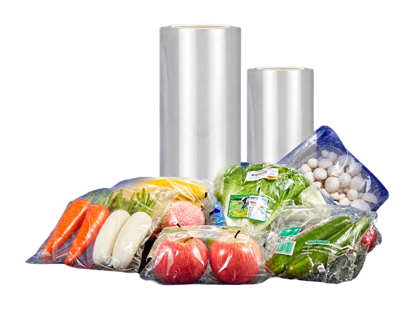 BOPP anti-fog film rolls with fresh produce in clear packaging