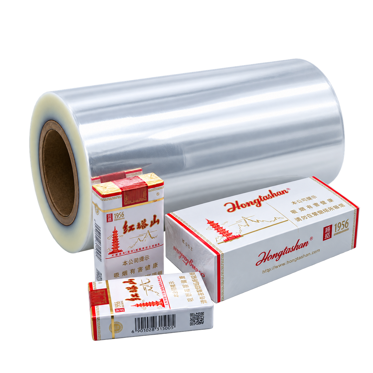 Low-shrinkage BOPP tobacco film with soft-pack cigarette cartons