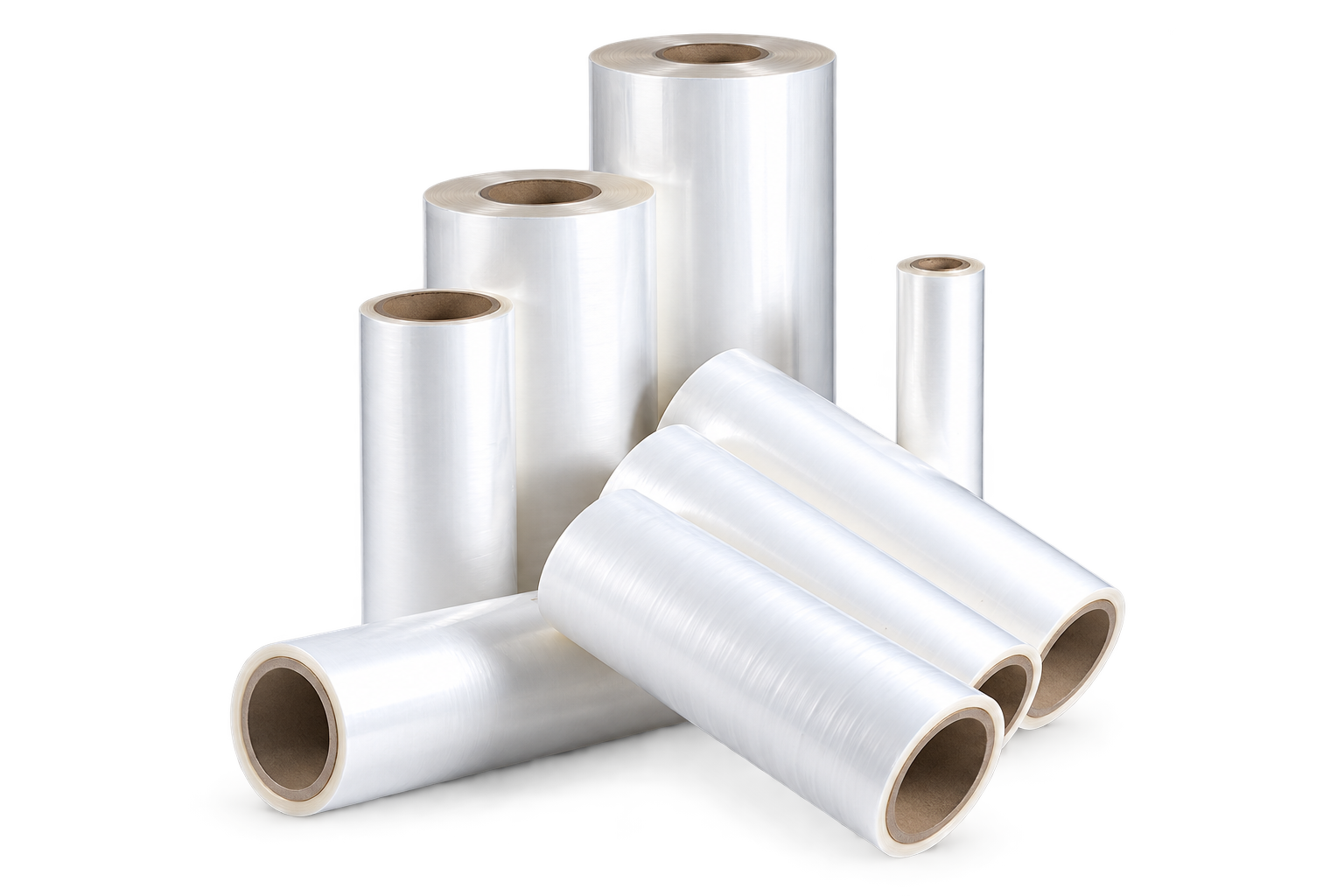 Upright and horizontal heat-sealable BOPP film rolls