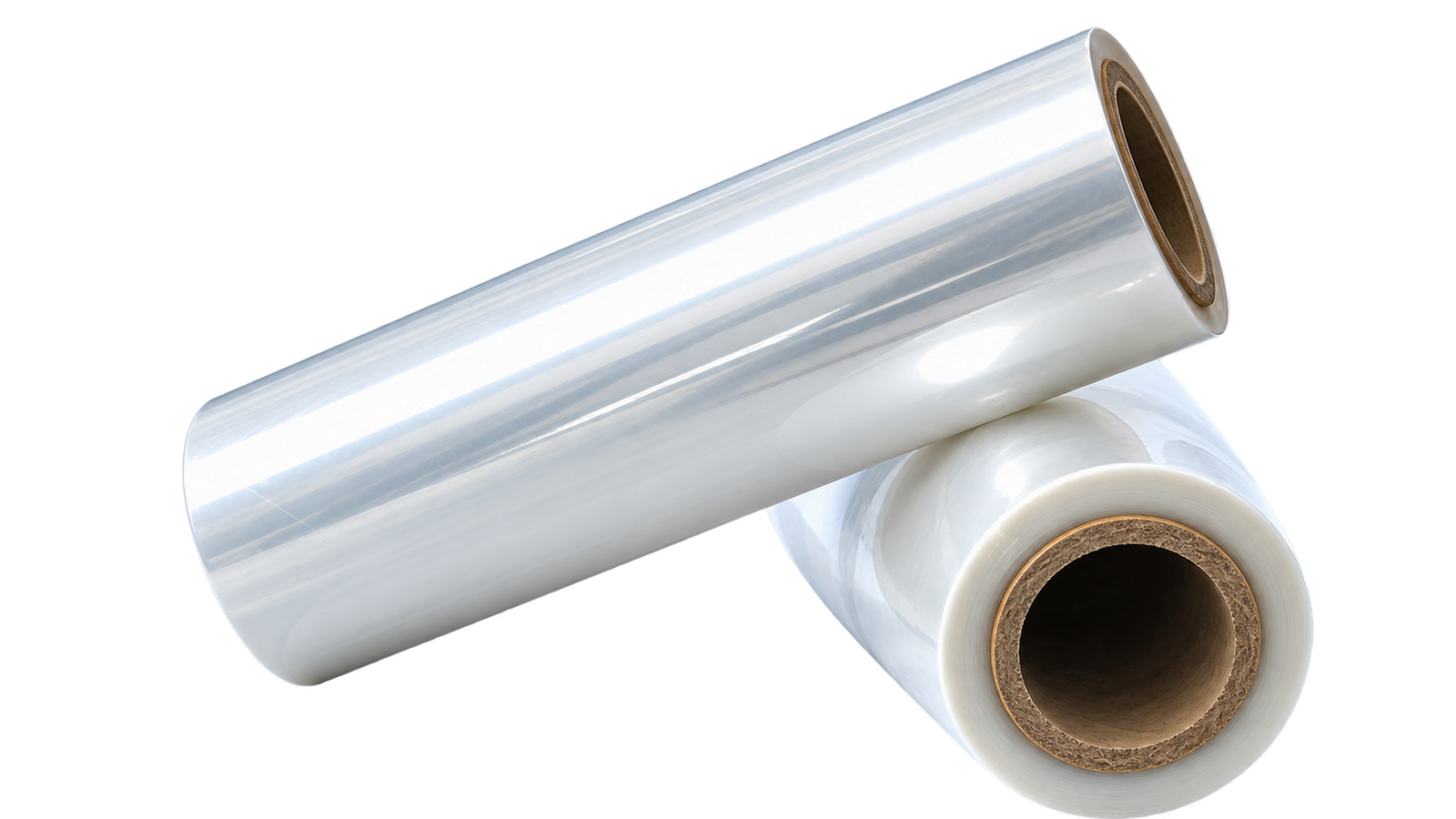 Two thick clear BOPP film rolls