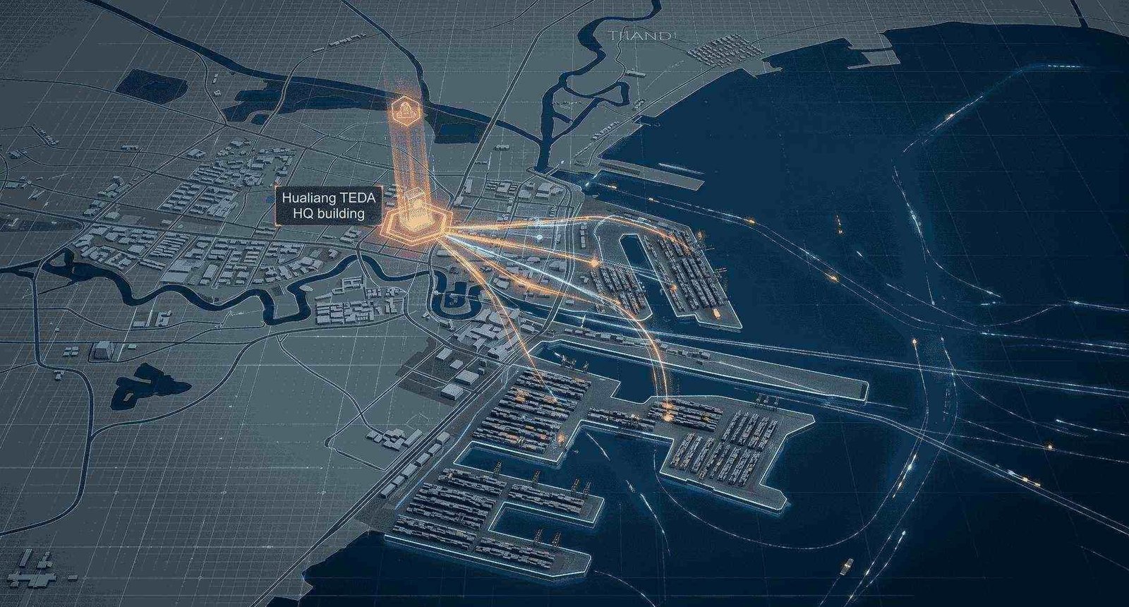 Satellite View of Hualiang TEDA HQ & Proximity to the Port of Tianjin Shipping Hub